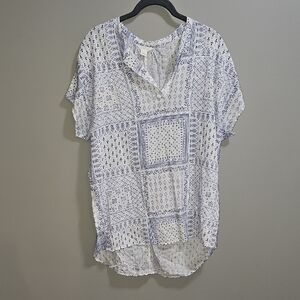 Caslon Floral Blue and White Blouse